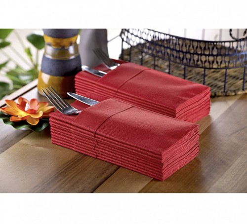 商務用刀叉袋折法無塵餐巾紙(40CM*40CM ) 1000張/箱 紅