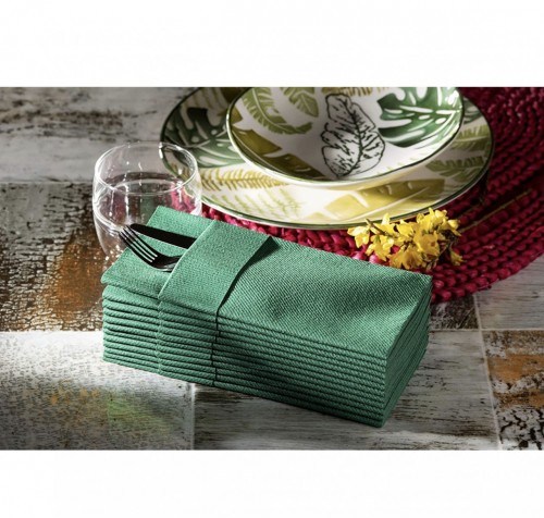 商務用刀叉袋折法無塵餐巾紙(40CM*40CM ) 1000張/箱 綠